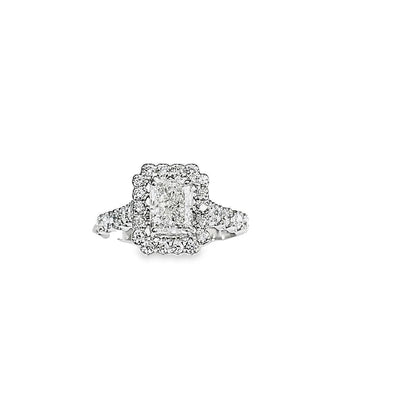 IGI CERTIFIED 1.63ctw Radiant Cut Shape Halo Diamond Engagement Ring - Pristine J LLC