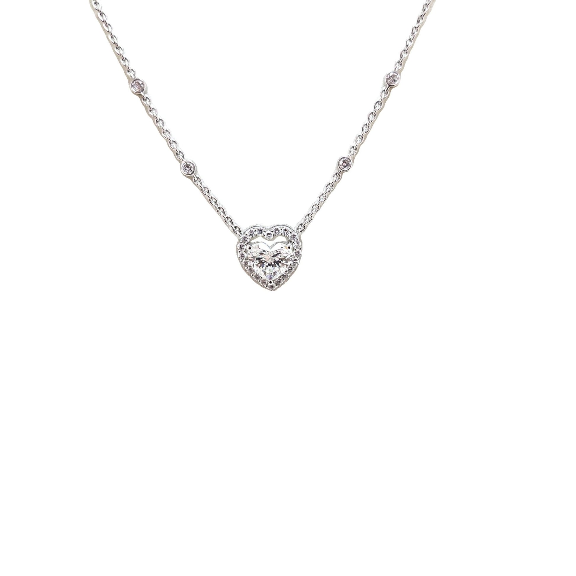 IGI Certified 3.45ctw Heart Shape Diamond Halo Necklace Pendant - Pristine J LLC