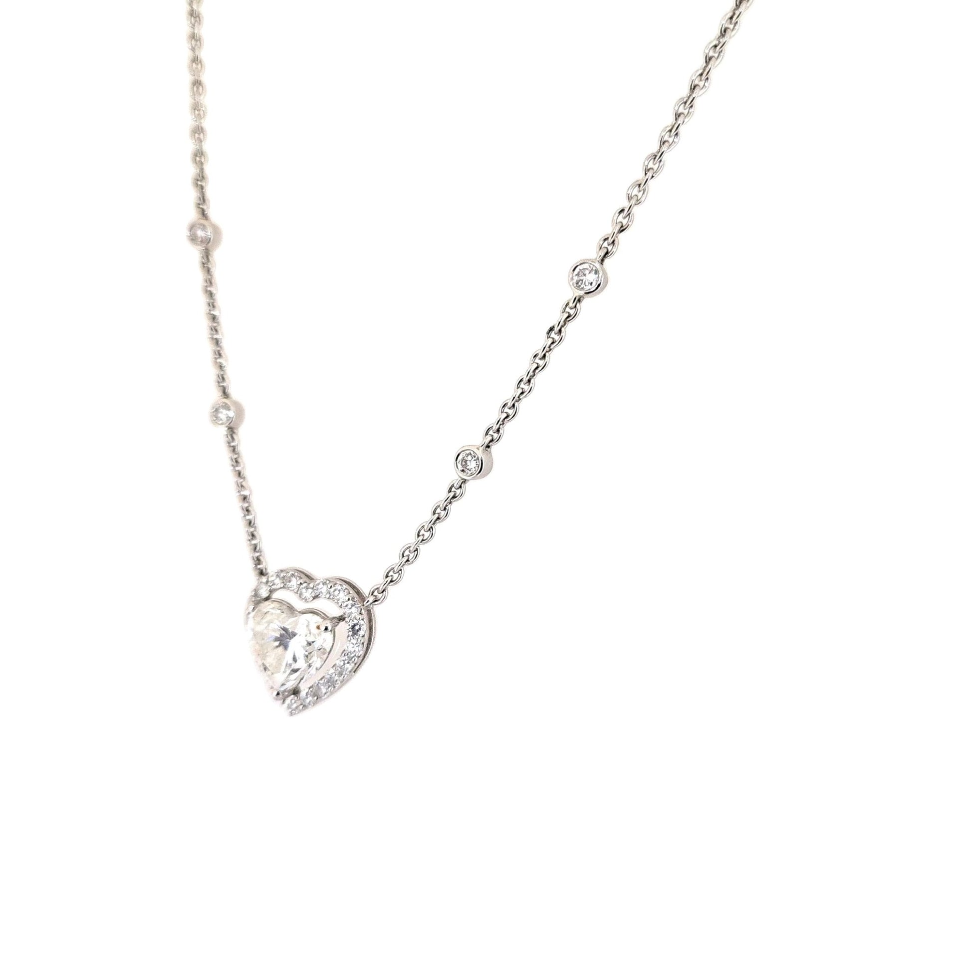 IGI Certified 3.45ctw Heart Shape Diamond Halo Necklace Pendant - Pristine J LLC