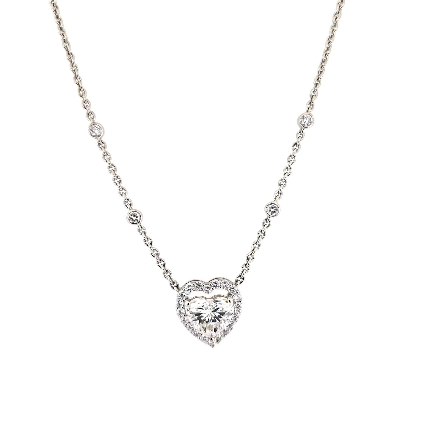 IGI Certified 3.45ctw Heart Shape Diamond Halo Necklace Pendant - Pristine J LLC