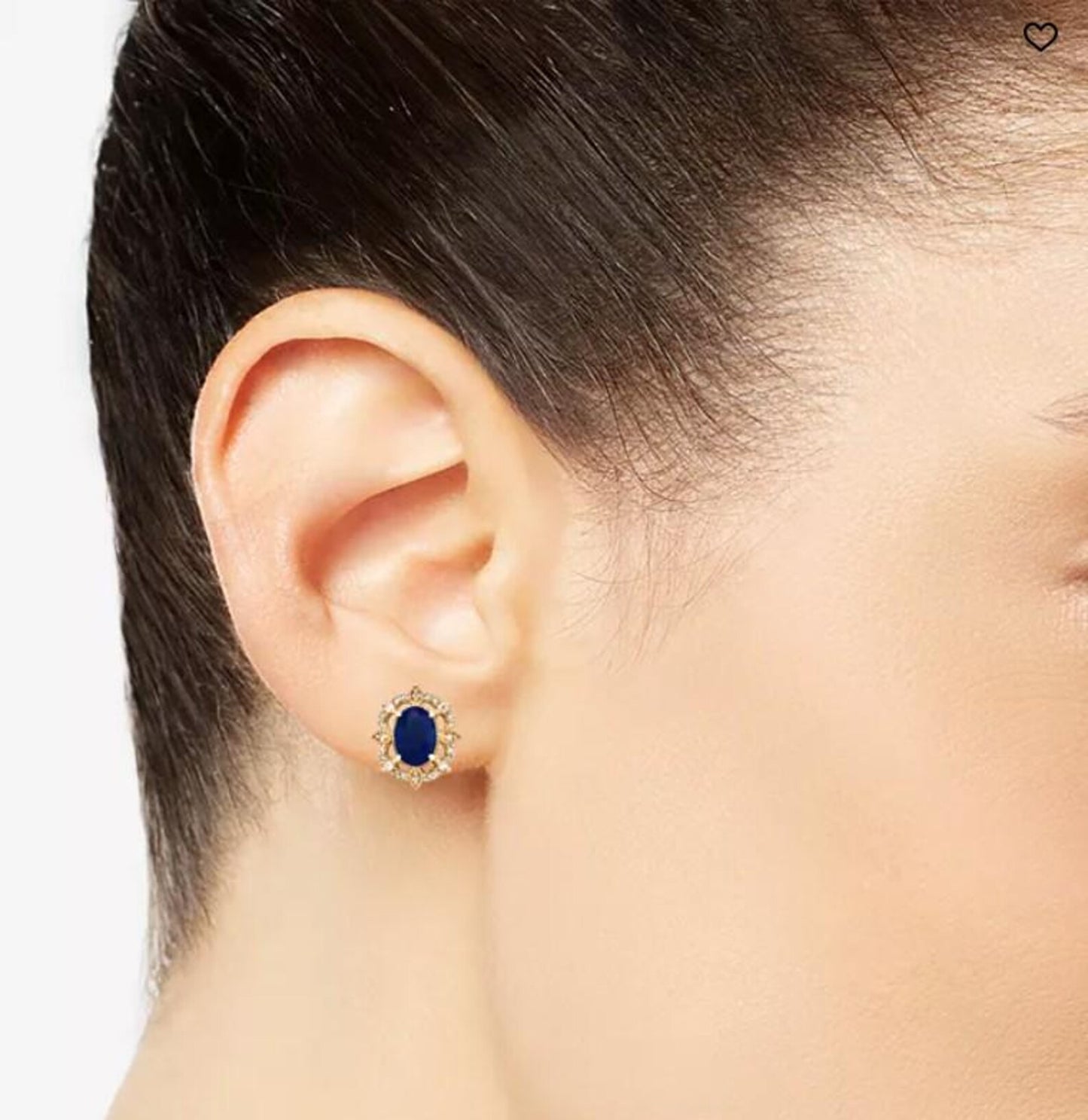 14K Yellow Gold Sapphire & Diamond Stud Earrings 1-1/3 CTW Sapphire 1/8 CTW Diamond Oval Halo
