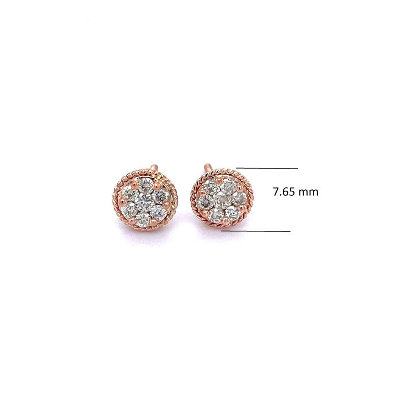 0.50Ctw Diamond Earring Studs for Women/Men in 10Kt Rose Gold