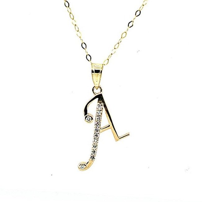 Initial A Diamond Necklace - 18 Inches Chain - Pristine J LLC