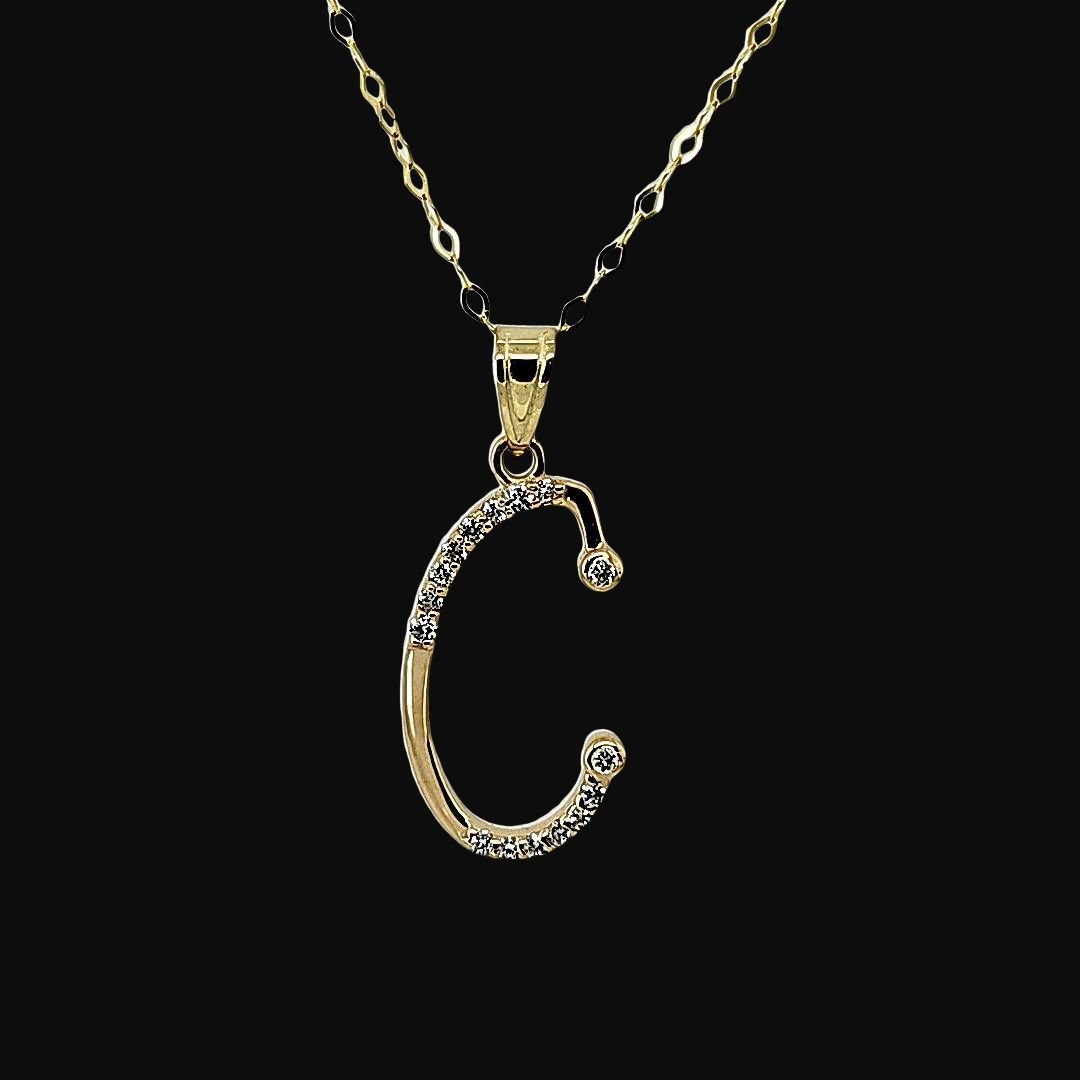 Initial C Diamond Necklace - 18 Inches Chain - Pristine J LLC