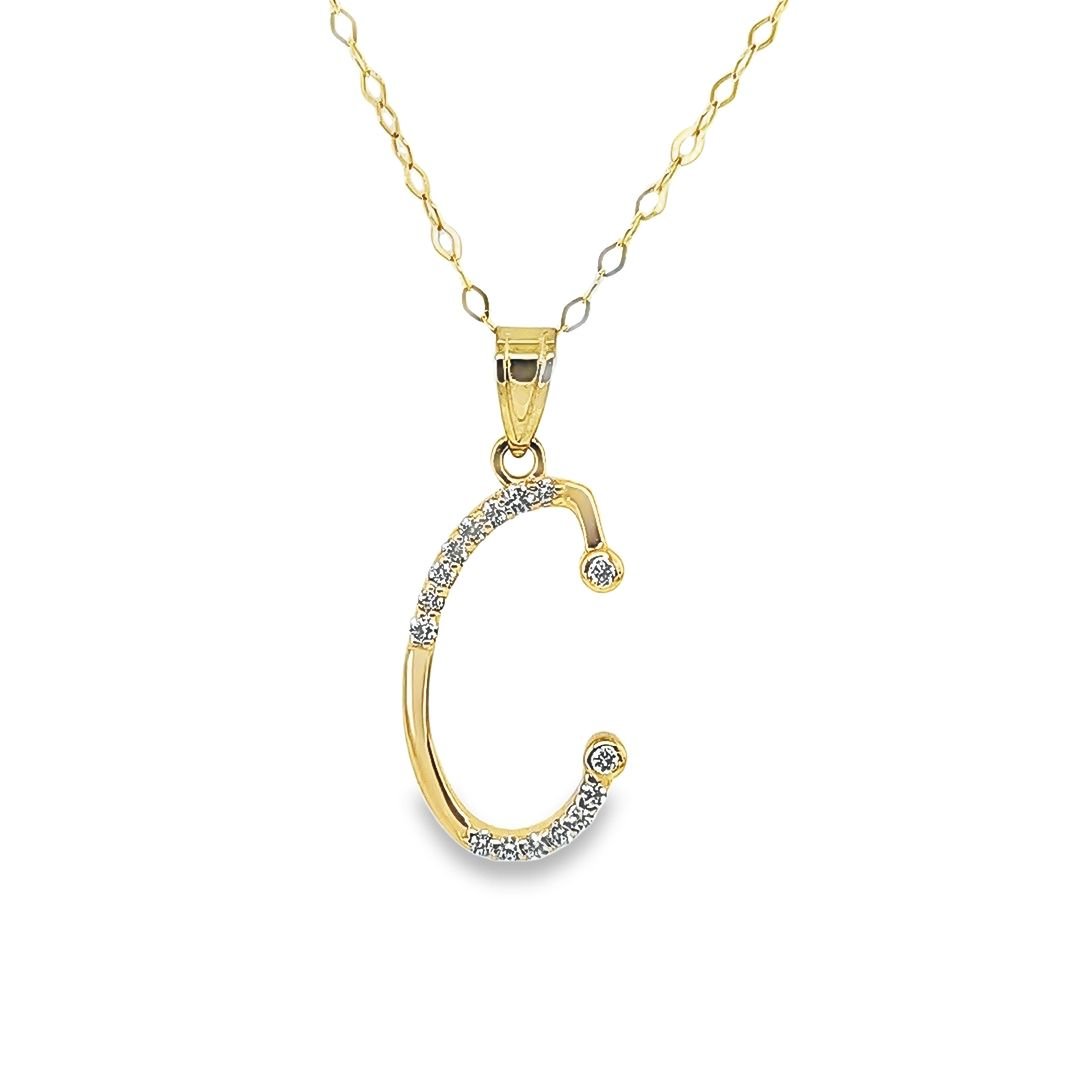 Initial C Diamond Necklace - 18 Inches Chain - Pristine J LLC