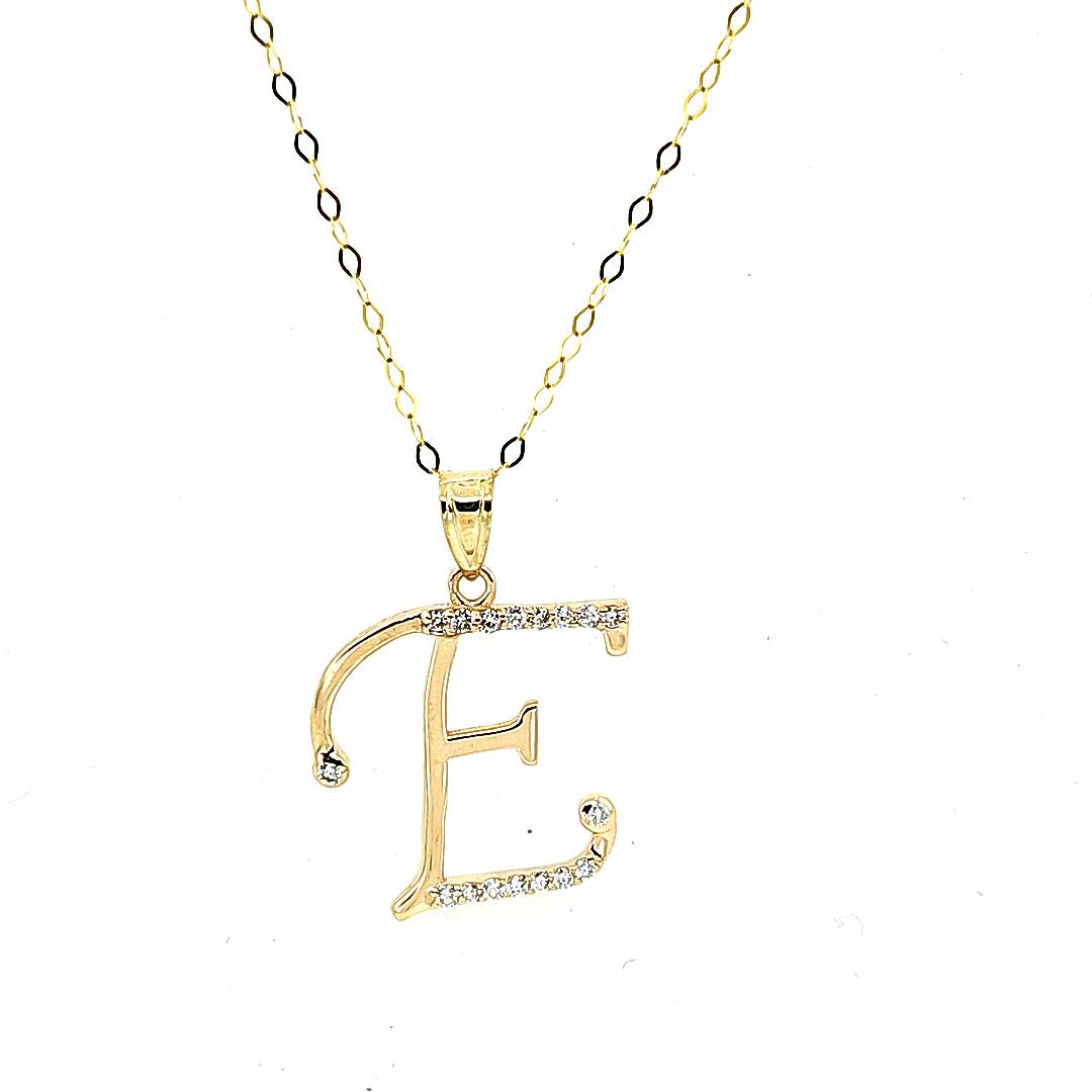 Initial E Diamond Necklace - 18 Inches Chain - Pristine J LLC