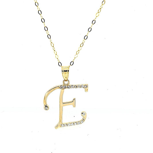 Initial E Diamond Necklace - 18 Inches Chain - Pristine J LLC