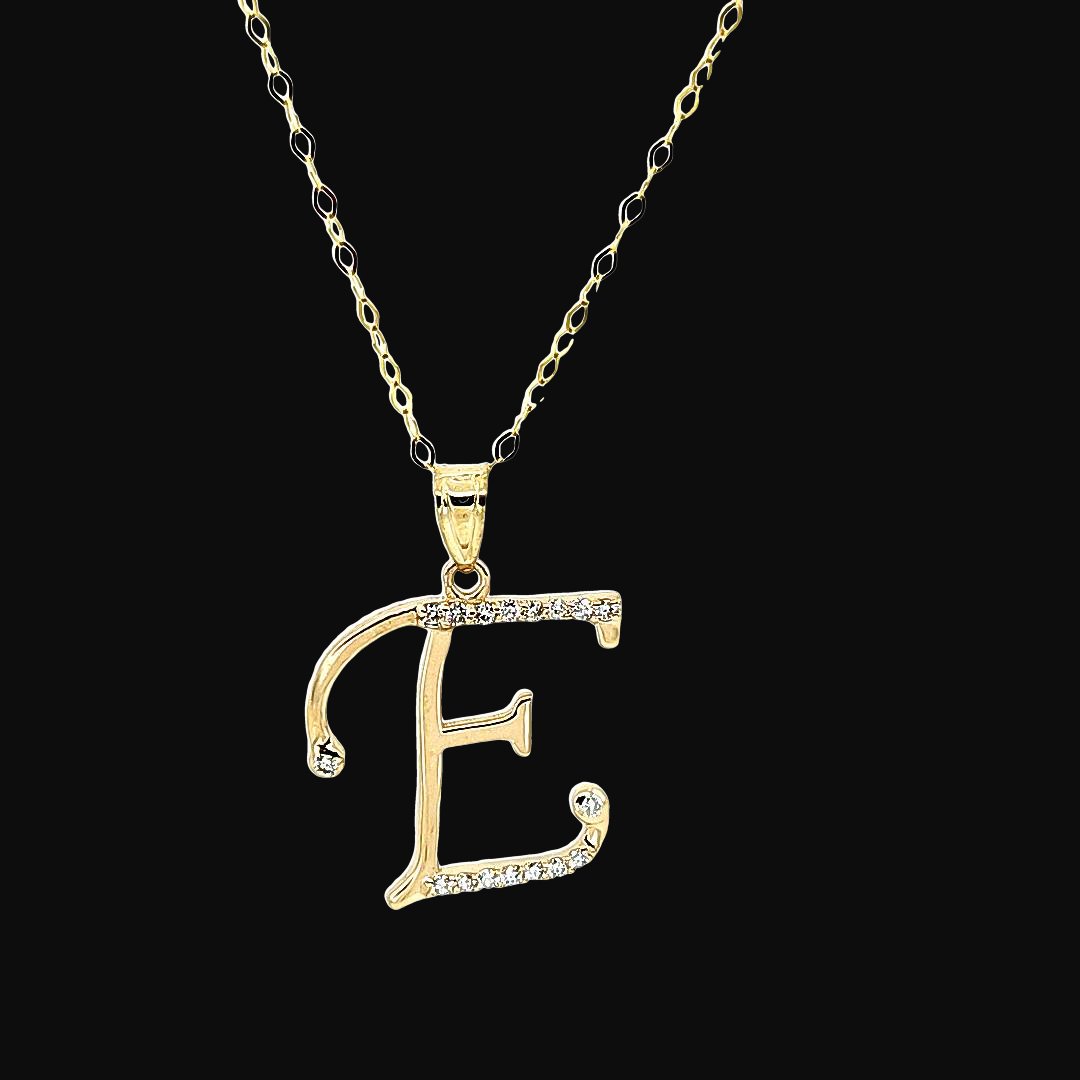 Initial E Diamond Necklace - 18 Inches Chain - Pristine J LLC