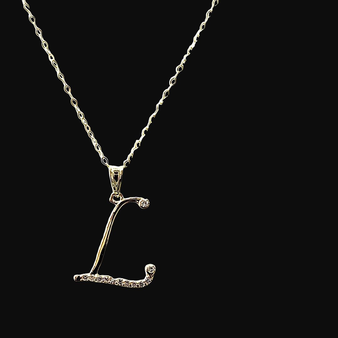 Initial L Diamond Necklace - 18 Inches Chain - Pristine J LLC