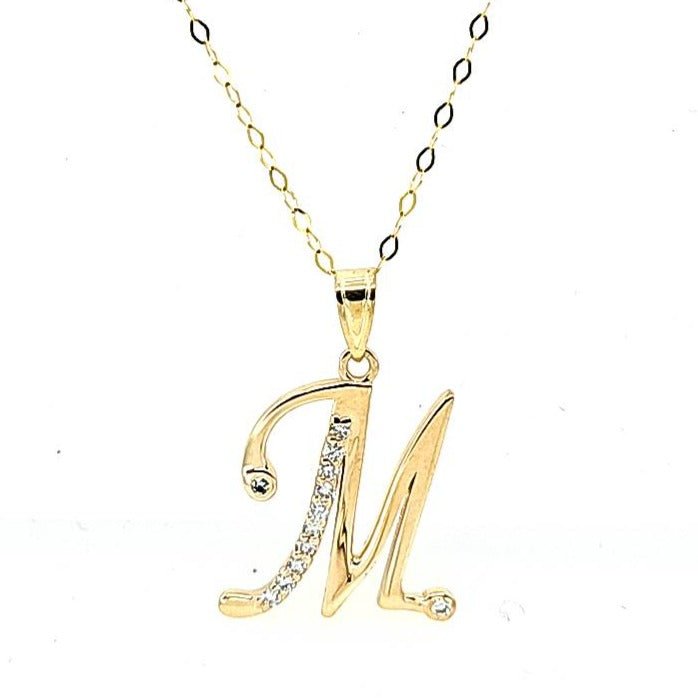 Initial M Diamond Necklace - 18 Inches Chain - Pristine J LLC