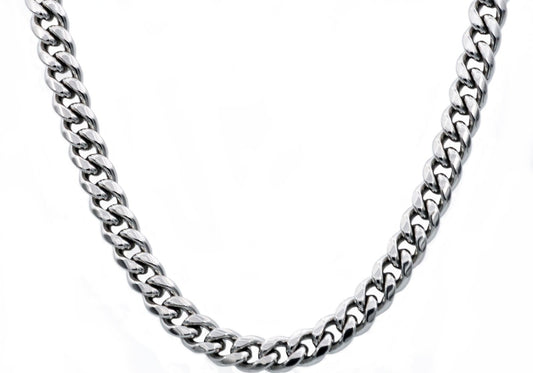 Mens 10mm Stainless Steel Cuban Link Chain Necklace With Box Clasp - Pristine J LLC