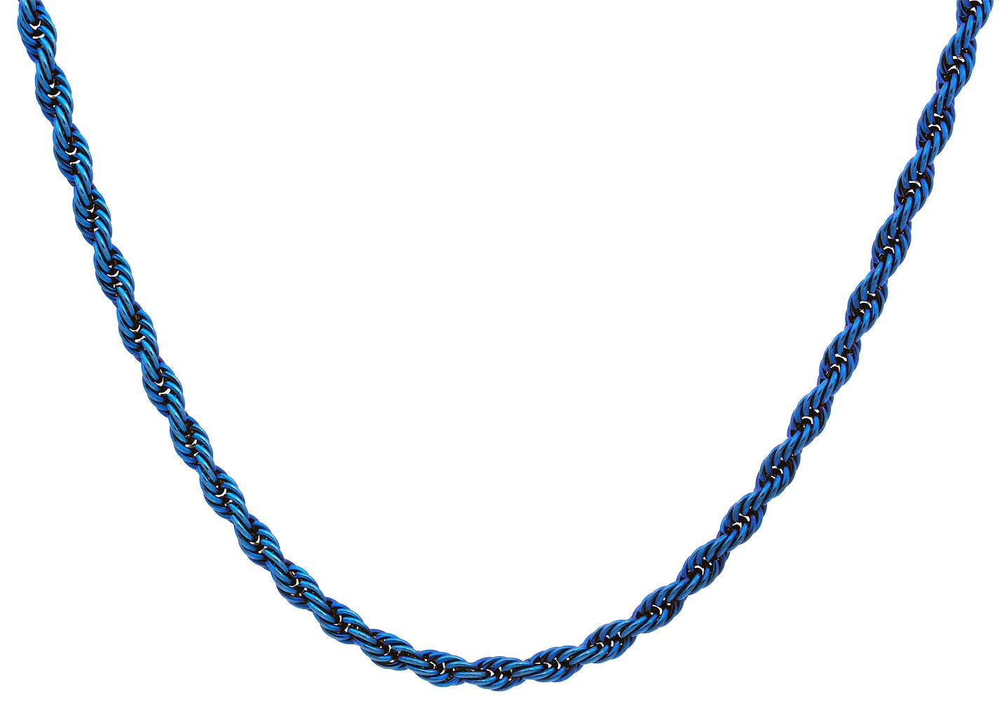 Mens 5MM Blue Plated Stainless Steel 24" Rope Chain Necklace - Pristine J LLC