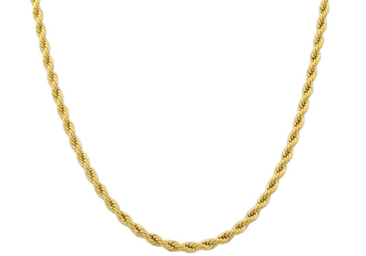 Mens 5MM Gold Stainless Steel Rope Chain Necklace - Pristine J LLC