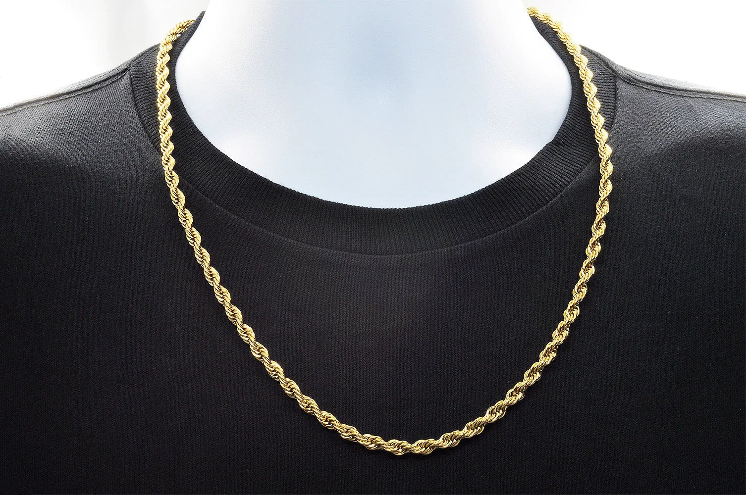 Mens 5MM Gold Stainless Steel Rope Chain Necklace - Pristine J LLC