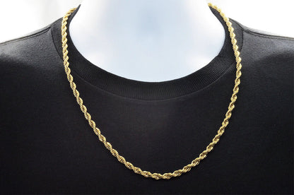 Mens 5MM Gold Stainless Steel Rope Chain Necklace - Pristine J LLC