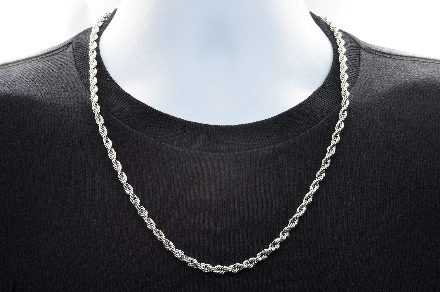 Mens 5MM Stainless Steel 24" Rope Chain Necklace - Pristine J LLC