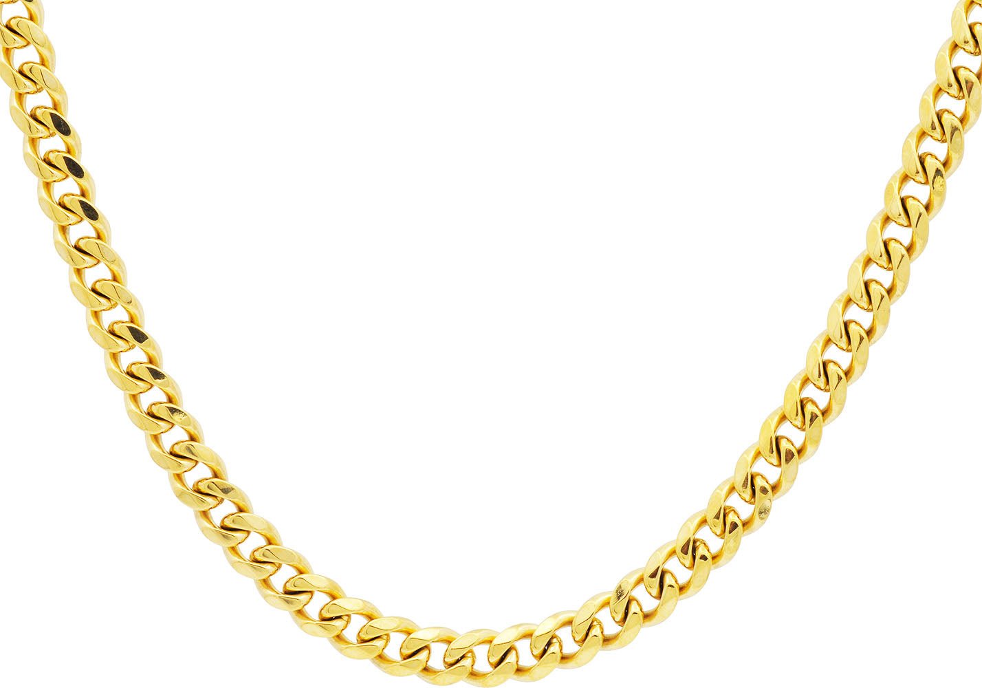 Mens 7mm Gold Plated Stainless Steel Curb 24" Link Chain Necklace - Pristine J LLC