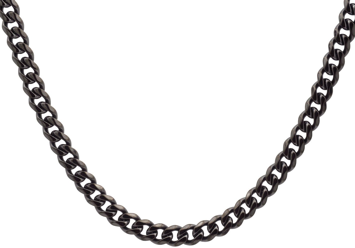 Mens 7mm Gun Metal Stainless Steel Curb Link Chain Necklace - Pristine J LLC