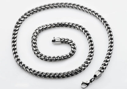 Mens Stainless Steel Rounded Franco Link Chain Necklace - Pristine J LLC