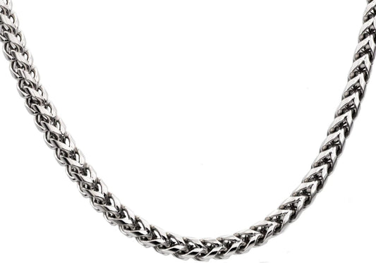 Mens Stainless Steel Rounded Franco Link Chain Necklace - Pristine J LLC