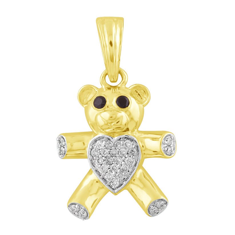 Petite Diamond Heart Teddy Bear Pendant - Pristine J LLC