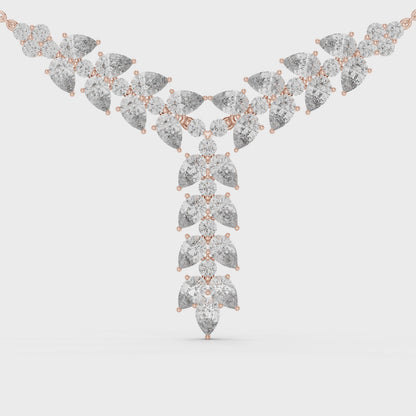 14K Gold 14.75 CTW Lab-Grown Diamond Floral Drop Necklace – EF VS