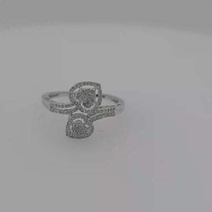10K White Gold Heart-Shaped Diamond Bypass Ring – 0.25 CTW | Size 7 |  IGI Certified