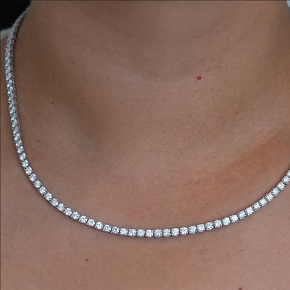 14KT White Gold 6.03 CTW Lab-Grown Diamond Tennis Necklace – 17 Inch