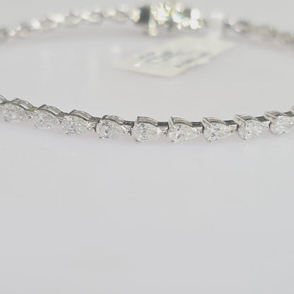 14KT White Gold Pear Shape Diamond Tennis Bracelet – 3.87 CT