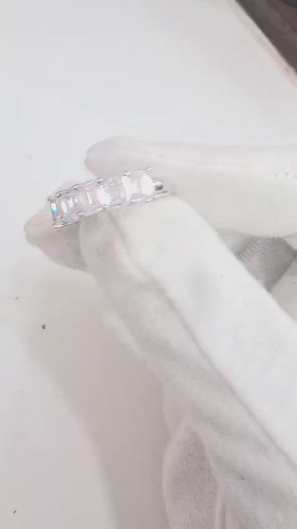 14KT White Gold 5 Stone Lab-Grown Emerald Cut Diamond Band – 2.50 CTW | EF VS | Celestial Bride