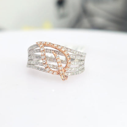 14KT Two-Tone Gold 0.81ct Diamond Statement Ring – Size 7 (Free Sizing 6–8)