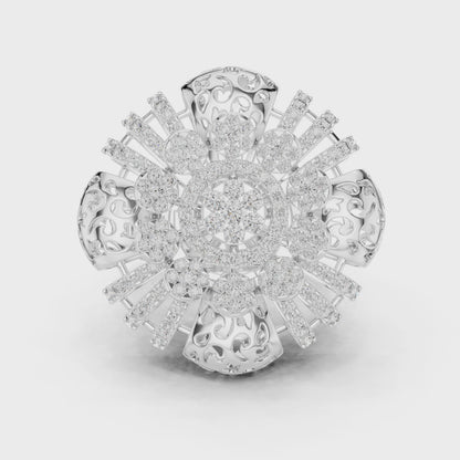 14K Gold 2.00 CTW Lab-Grown Diamond Cluster Dome Ring