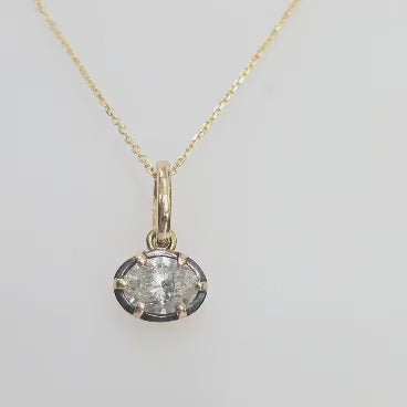 14K Yellow Gold Gregorian-Style Six-Prong GIA Certified Natural Oval Diamond Solitaire Necklace – 1.01 CTW