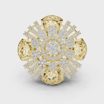 14K Gold 2.00 CTW Lab-Grown Diamond Cluster Dome Ring