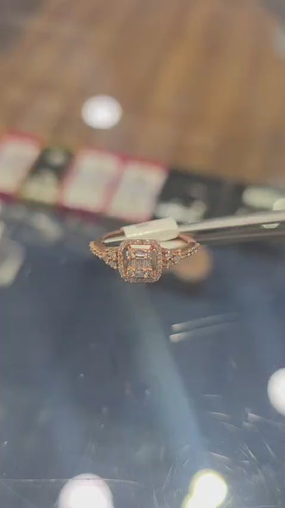 10KT Rose Gold Natural Diamond Halo Engagement Ring – 0.40 CTW