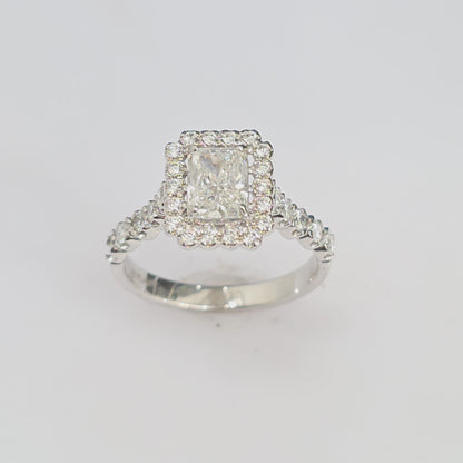 IGI Certified 1.63CT Lab Grown Diamond Radiant Cut Halo Engagement Ring | 14K White Gold | G VS1 |