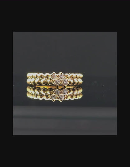 Two Row Ball Design Lab Grown Diamond Stackable Ring – 0.20 CTW | 14K Gold Over Silver