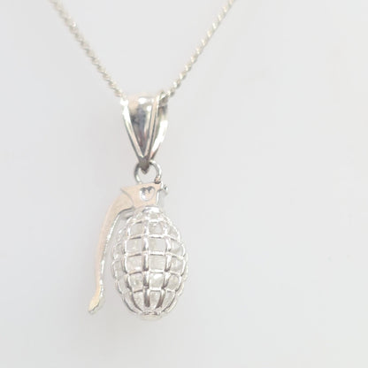Sterling Silver Grenade with Heart Necklace Pendant