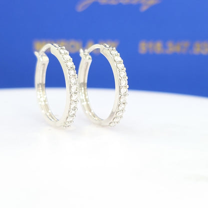 14K White Gold Diamond Hoop Earrings – 0.80 CTW