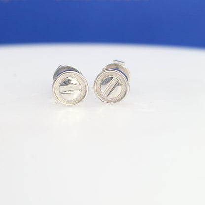 18K White Gold Button Stud Earrings – 7mm
