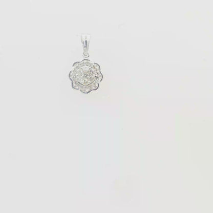10KT White Gold 0.25CTW Diamond Cluster Necklace Pendant – IGI Certified