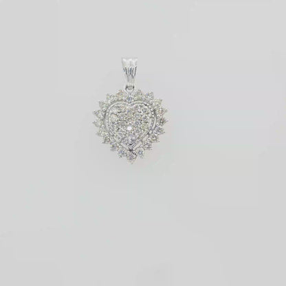 IGI Certified 1.00ctw Natural Diamond Heart Cluster Pendant in 10KT Gold (J-K, I1-I2)