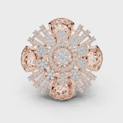 14K Gold 2.00 CTW Lab-Grown Diamond Cluster Dome Ring