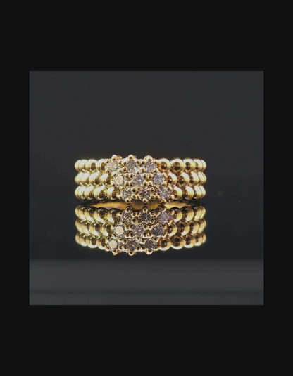 Three Row Ball Design Lab Grown Diamond Stackable Ring – 9/0.50CTW | 14K Gold Over Silver