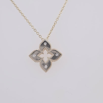 14KT Yellow Gold Diamond Clover Pendant Necklace – 0.05 CT