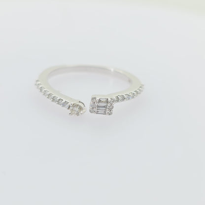 10K White Gold 0.30ct Diamond Bypass Ring – Size 7