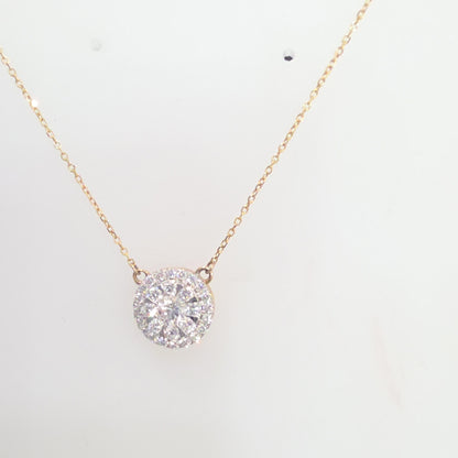 14KT Yellow Gold Lab-Grown Diamond Cluster Necklace — 0.78CTW