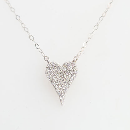 0.30 CT Petite Pave Elongated Heart Lab Grown Diamond Necklace – 14KT White Gold