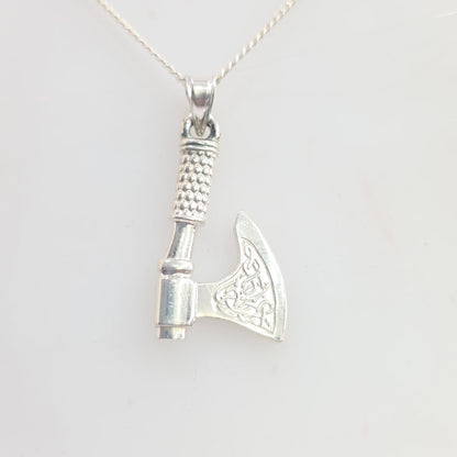 Sterling Silver Viking / Celtic Axe Necklace Pendant
