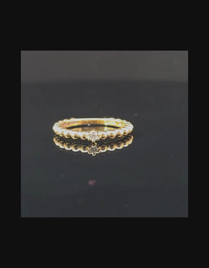 One Row Ball Design Lab Grown Diamond Stackable Ring – 0.05 CTW | 14K Gold Over Silver